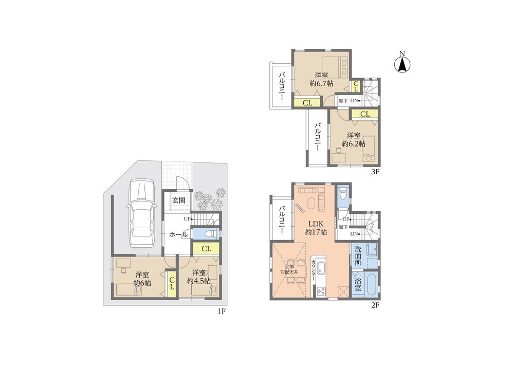 Floor plan. Anessis Nishimikuni Smart Town No. 6 area of ​​sunlight standard equipment