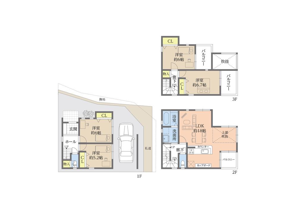 Floor plan. (No. 1 point), Price 37.5 million yen, 4LDK, Land area 67.38 sq m , Building area 113.95 sq m