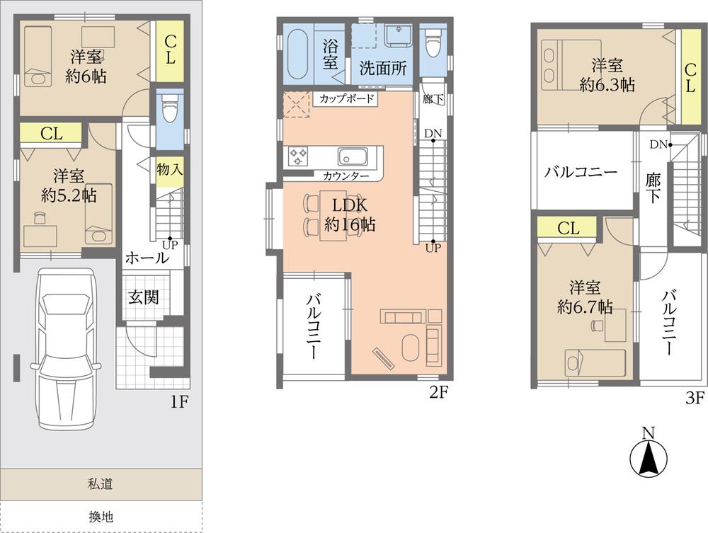 Floor plan. Anessis Nishimikuni Smart Town No. 6 area of ​​sunlight standard equipment