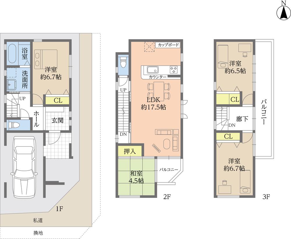 Floor plan. Anessis Nishimikuni Smart Town No. 6 area of ​​sunlight standard equipment
