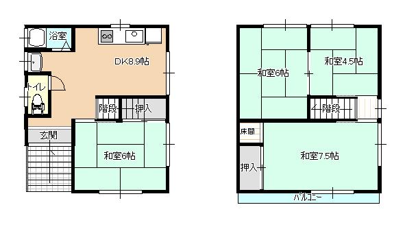 Floor plan. 8.8 million yen, 4DK, Land area 42.6 sq m , Building area 93.5 sq m