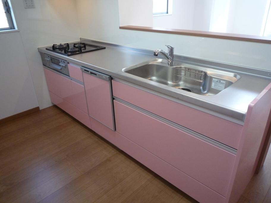 Kitchen. The kitchen is cute pink, This is with respect to pink you, but a vacant lot because the model room you will be the color determined similar to your role like.