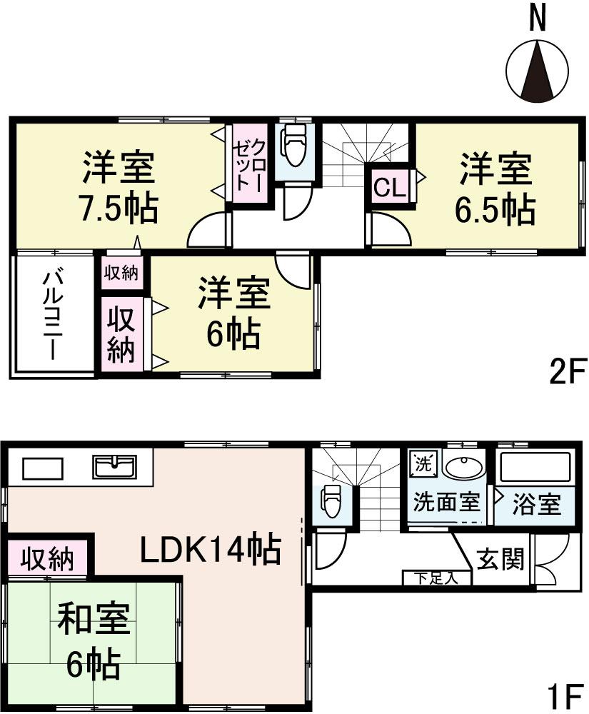 Floor plan. (No. 3 locations), Price 27,800,000 yen, 4LDK, Land area 85.36 sq m , Building area 95.98 sq m
