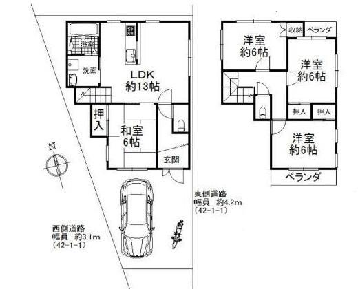 Floor plan. 19 million yen, 4LDK, Land area 96.1 sq m , Building area 90.25 sq m