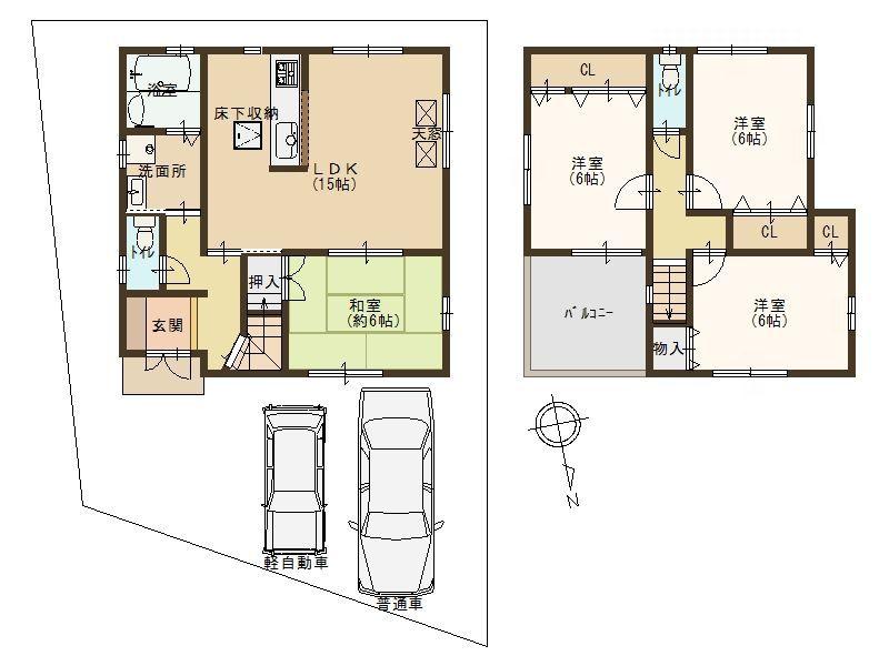 Floor plan. 19,800,000 yen, 4LDK, Land area 102.95 sq m , Building area 92.34 sq m south ・ And open space of the house of the east, Enter the bright sunlight ☆ 
