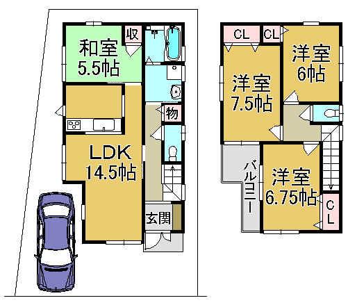 Floor plan. (No. 1 point), Price 30,800,000 yen, 4LDK, Land area 96.5 sq m , Building area 93.96 sq m