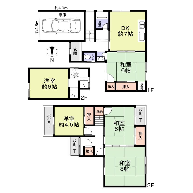 Floor plan. 16.8 million yen, 5DK, Land area 64.61 sq m , Building area 99.56 sq m