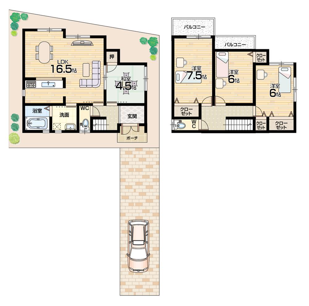 Floor plan. 26,800,000 yen, 4LDK, Land area 110.69 sq m , Building area 93.15 sq m floor plan 4LDK! Two-sided balcony!