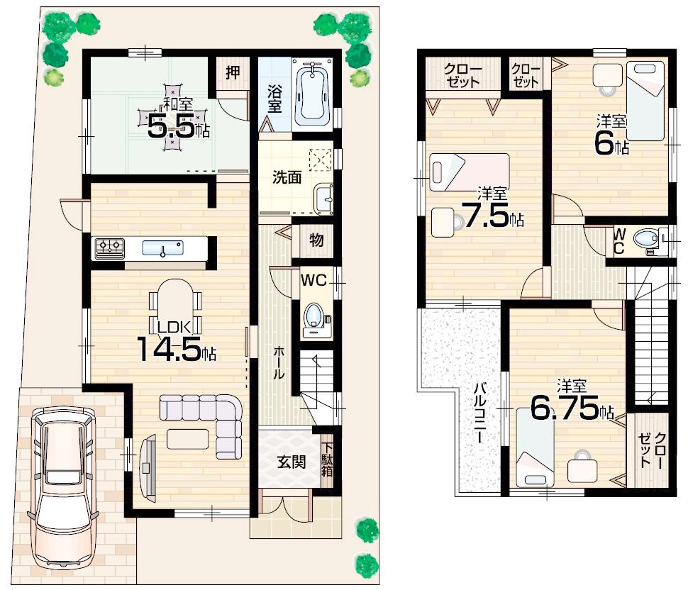 Floor plan. 30,800,000 yen, 4LDK, Land area 96.5 sq m , Building area 93.96 sq m floor plan 4LDK! All rooms 6 quires more!