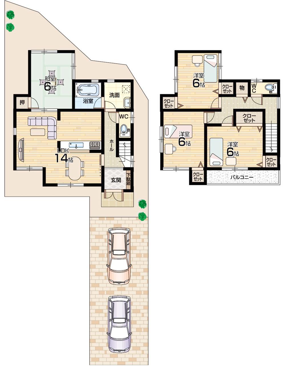Floor plan. (No. 2 locations), Price 28.8 million yen, 4LDK, Land area 120.36 sq m , Building area 92.34 sq m