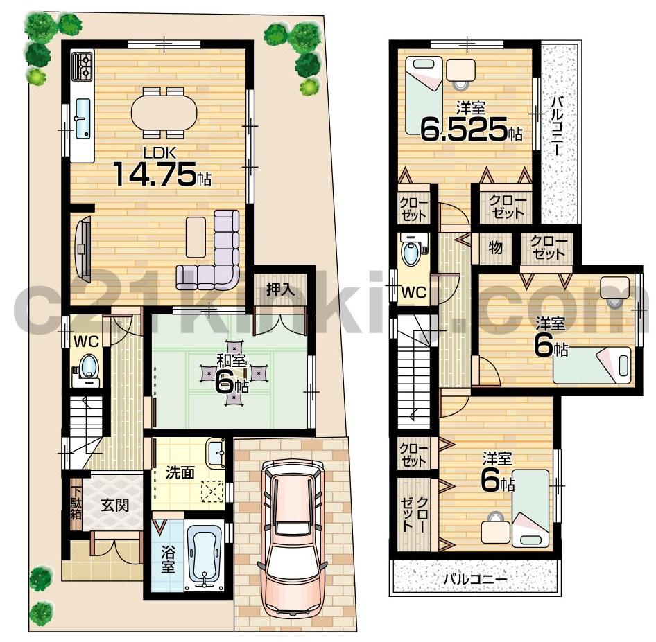 Floor plan. (No. 6 locations), Price 17.8 million yen, 4LDK, Land area 100.01 sq m , Building area 93.95 sq m
