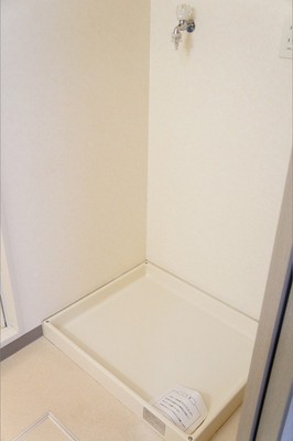 Washroom. Washing machine in the room