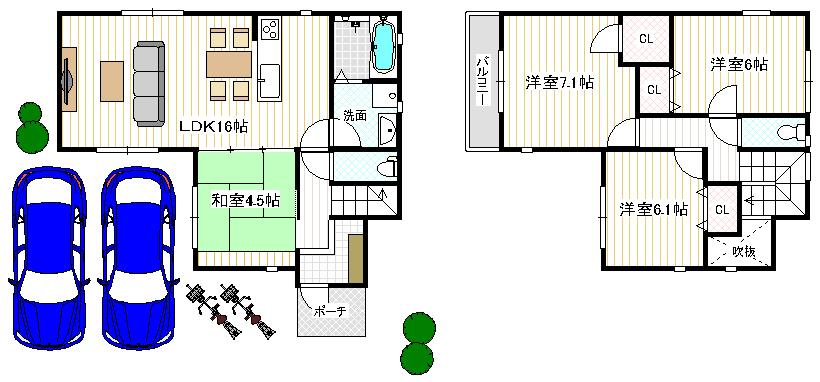 Building plan example (floor plan). A No. land