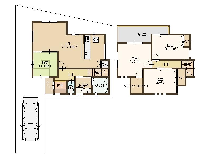 Building plan example (floor plan). There is a nursery situated at 160m walk 2 minutes until the Sunny nursery!