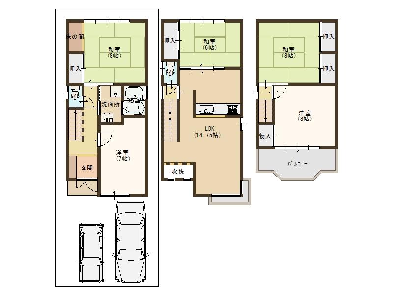 Floor plan. 27,800,000 yen, 5LDK, Land area 84.03 sq m , It is a building area of 116.82 sq m living easy home