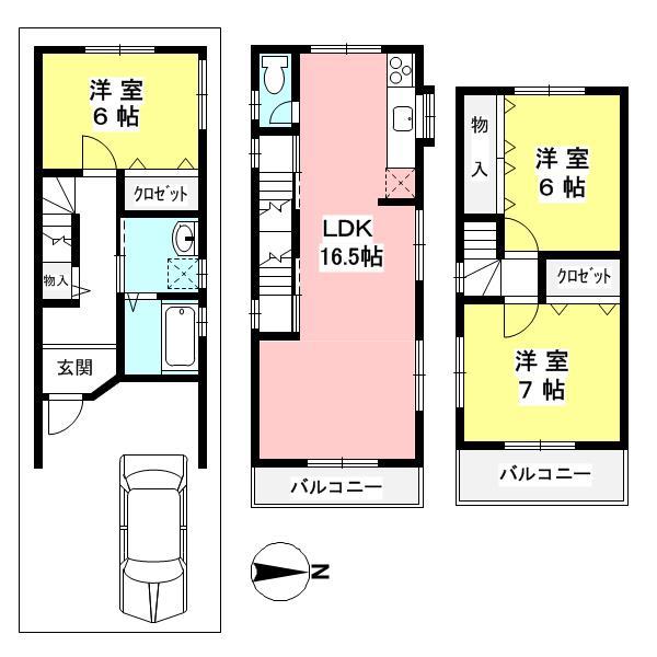 Floor plan. 22,900,000 yen, 3LDK, Land area 54.78 sq m , Building area 85.33 sq m