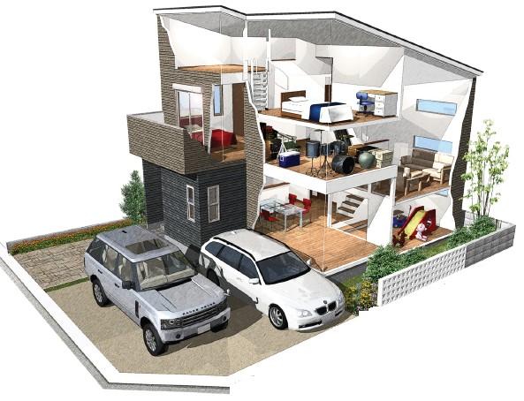 Building plan example (Perth ・ appearance). Building plan example ・ Skip floor of the house Image Perth