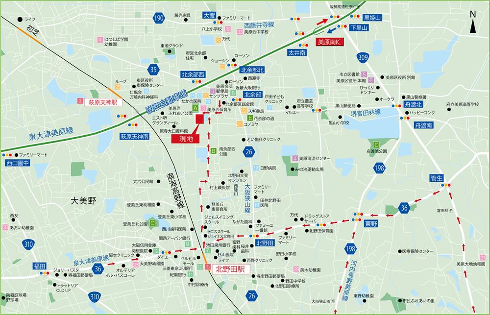 Local guide map. Easy also shopping because supermarkets and commercial facilities have all within walking distance. (Local guide map)