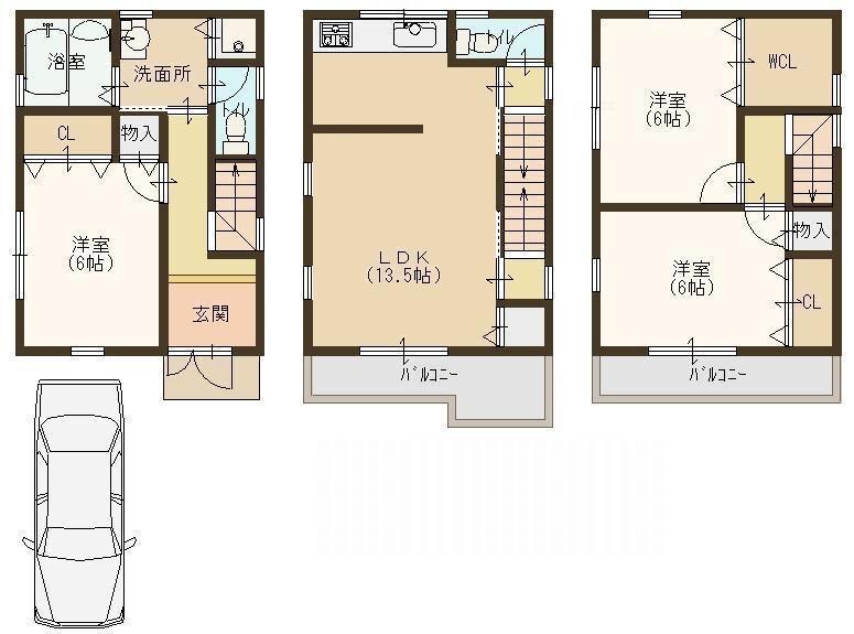 Floor plan. 19,800,000 yen, 3LDK, Land area 67.62 sq m , Building area 85.05 sq m parking spacious