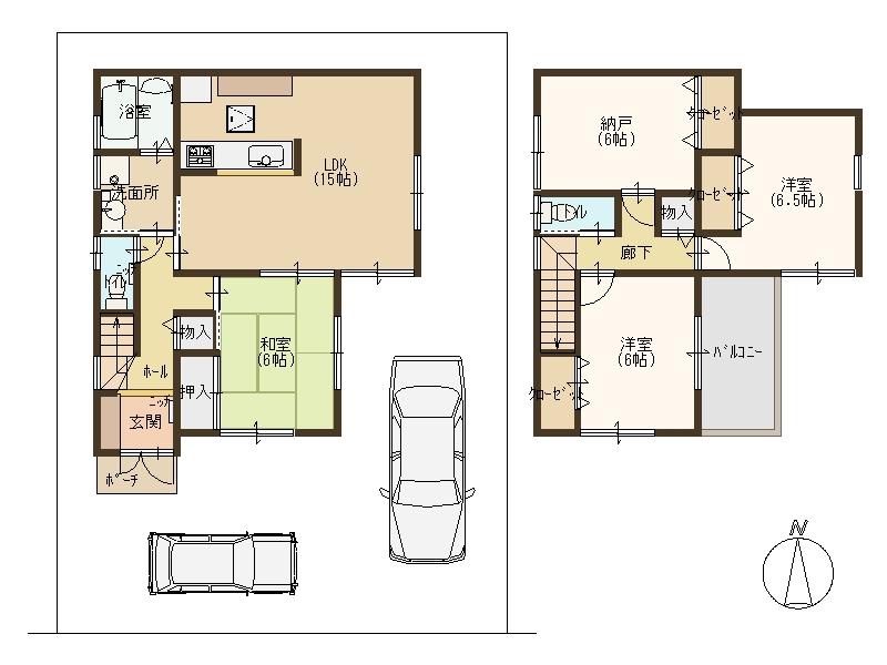 Floor plan. 21,800,000 yen, 4LDK, Land area 123.16 sq m , Building area 95.58 sq m total living room with storage, It is a good floor plan of the very easy to use!