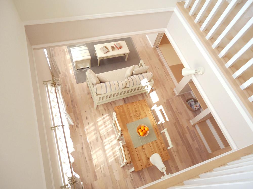 Building plan example (introspection photo). It is a photograph of a living open-air part of the model house.