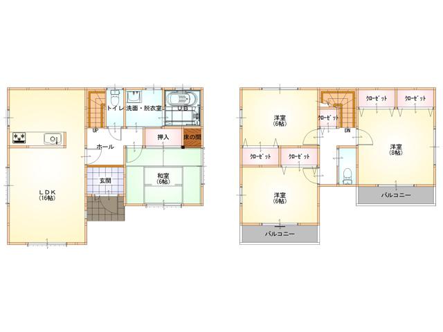 Building plan example (floor plan). Building plan example building price 15 million yen, Building area 100 sq m