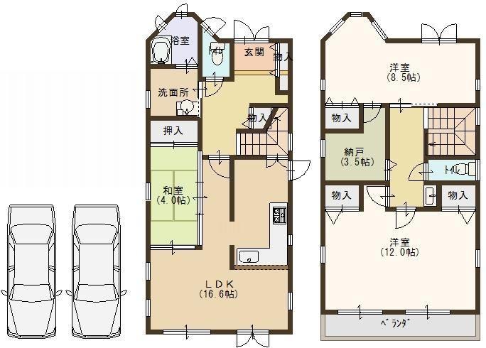 Floor plan. 27 million yen, 3LDK + S (storeroom), Land area 140.75 sq m , Building area 112.02 sq m site 42 tsubo car also can park two ☆ 