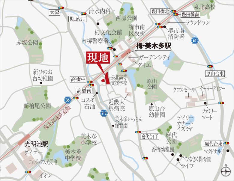 Local guide map. Comfortable environment of the station near 7-minute walk. Direct without transfer to "Namba" ・ access