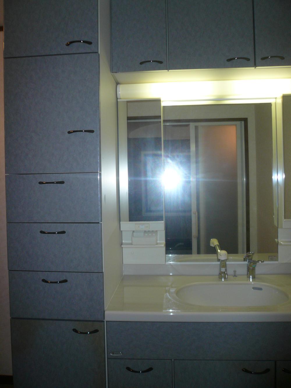 Wash basin, toilet. Spacious washroom