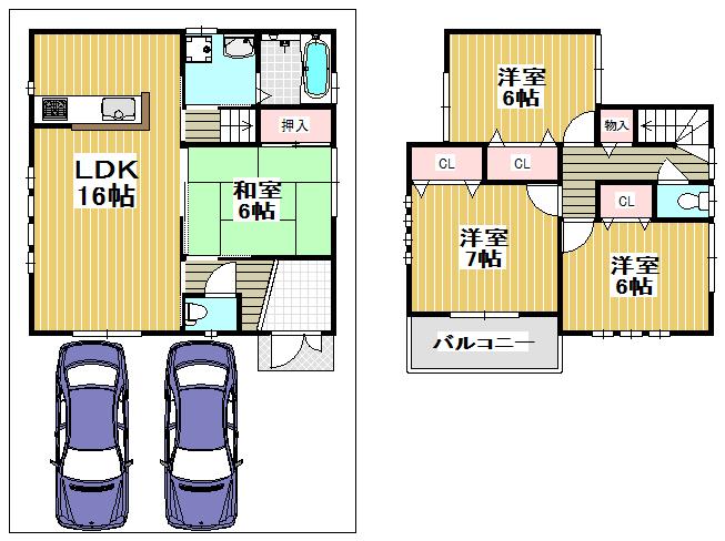 Floor plan. Price 28.8 million yen, 4LDK, Land area 96.5 sq m , Building area 94.77 sq m
