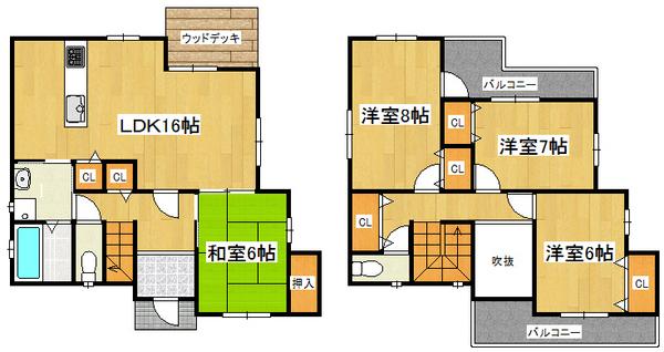 Floor plan. 27.5 million yen, 4LDK, Land area 122.49 sq m , Building area 102.49 sq m