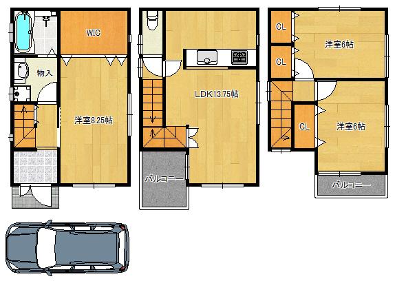Building plan example (floor plan). Building plan example Building price 10 million yen, Building area 85.60 sq m