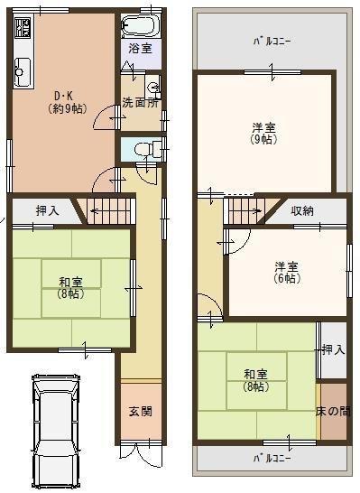 Floor plan. 13,900,000 yen, 4DK, Land area 73.13 sq m , A building area of 81.1 sq m two-sided balcony is a floor plan of 4DK ☆