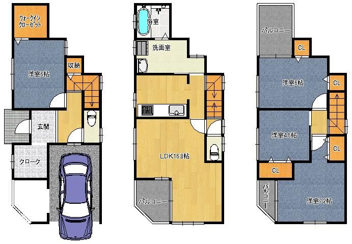 Floor plan. 22,400,000 yen, 4LDK, Land area 72.45 sq m , Building area 119.43 sq m