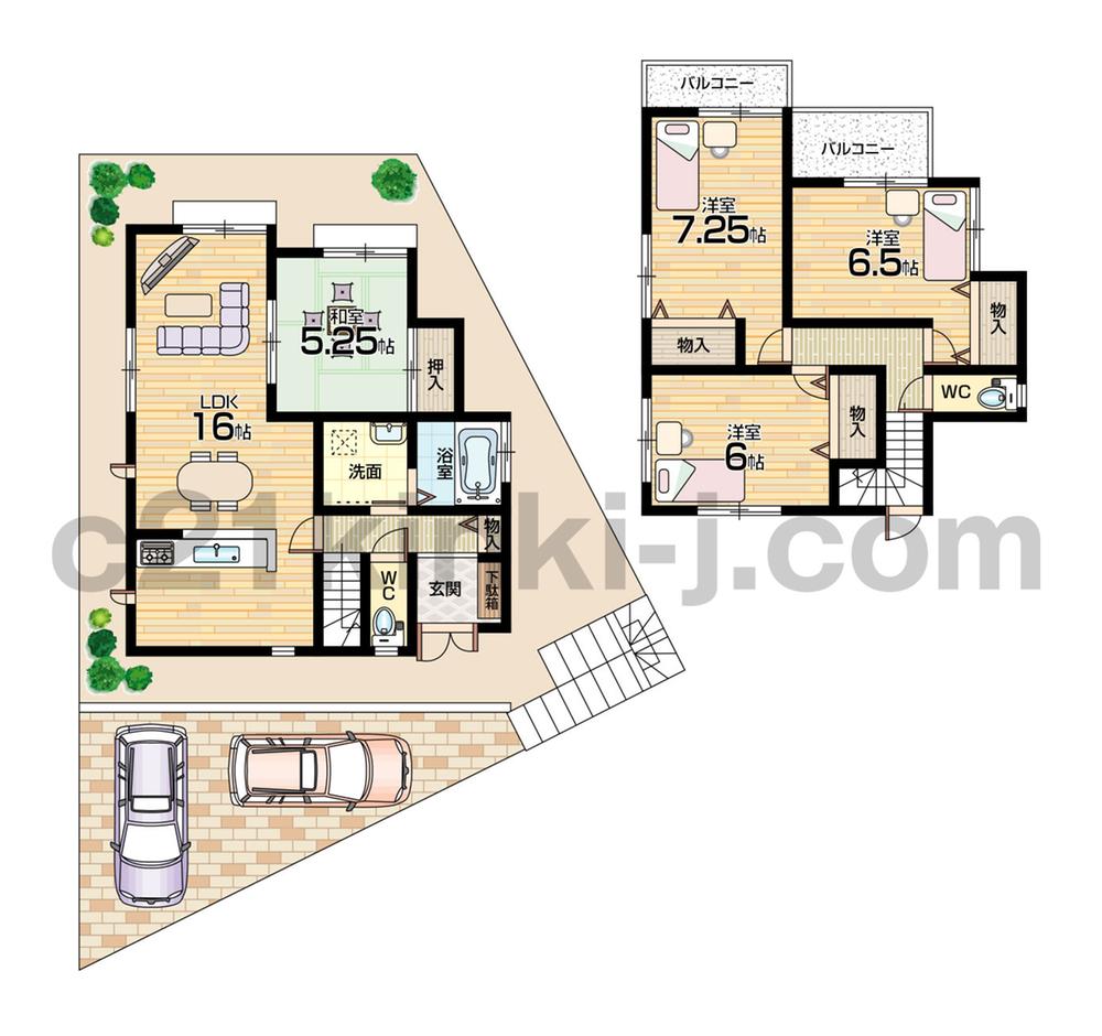 Floor plan. 27,800,000 yen, 4LDK, Land area 145.93 sq m , Building area 97.71 sq m floor plan 4LDK! Wide balcony!