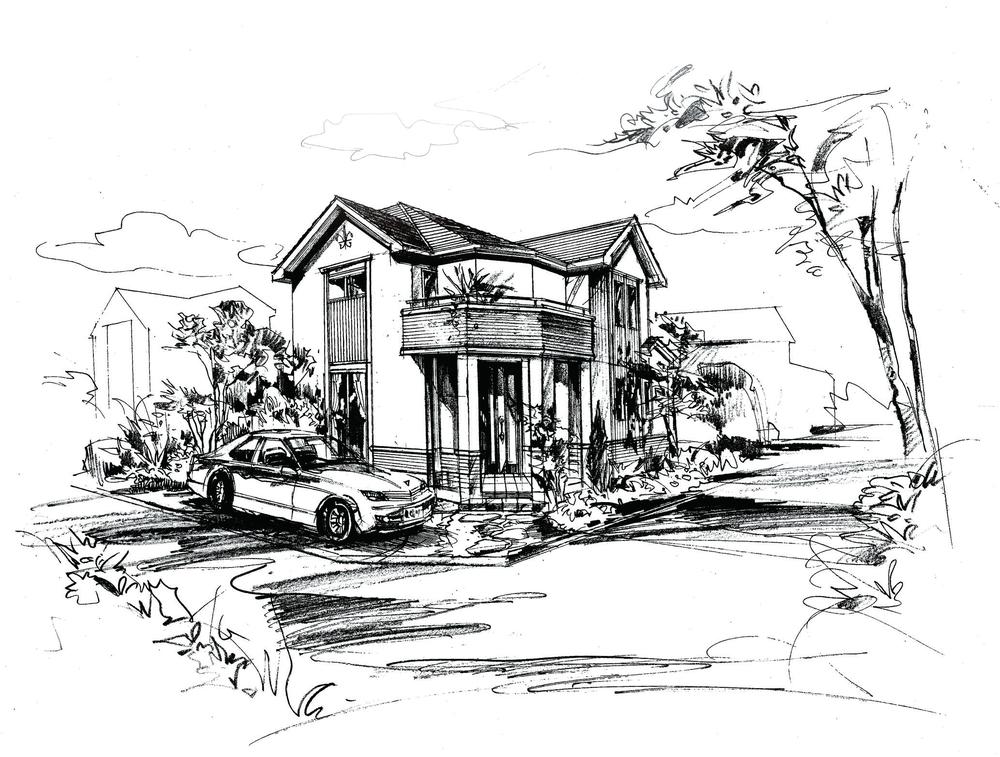 Building plan example (Perth ・ appearance). We live in the image illustration customers a lifetime. That's why "I want to stick to the building.". Free design will come true feelings to such customers