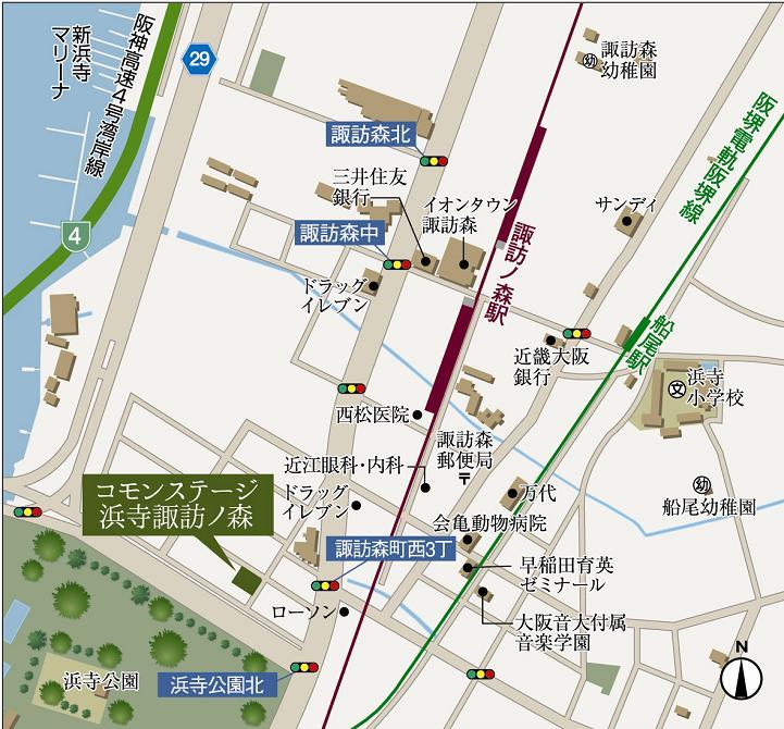 Local guide map. The earth in front of the station, which was blessed with life convenience there is also ion Town.
