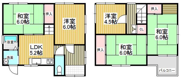 Floor plan. 11.8 million yen, 5DK, Land area 61.47 sq m , Building area 79.37 sq m