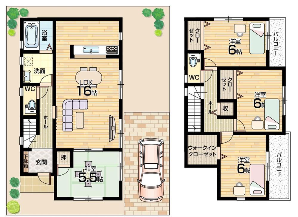 Floor plan. 31,800,000 yen, 4LDK + S (storeroom), Land area 106.33 sq m , Building area 95.58 sq m floor plan 4LDK! Two-sided balcony!