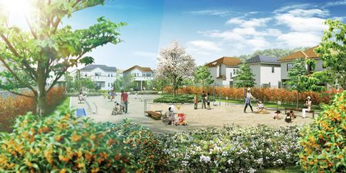 In the center of the city is, Children were provided with the park to play with confidence. In addition to also placed fun playground equipment, You can use it as an AC of place among those of residents. (Town in the park image Perth)