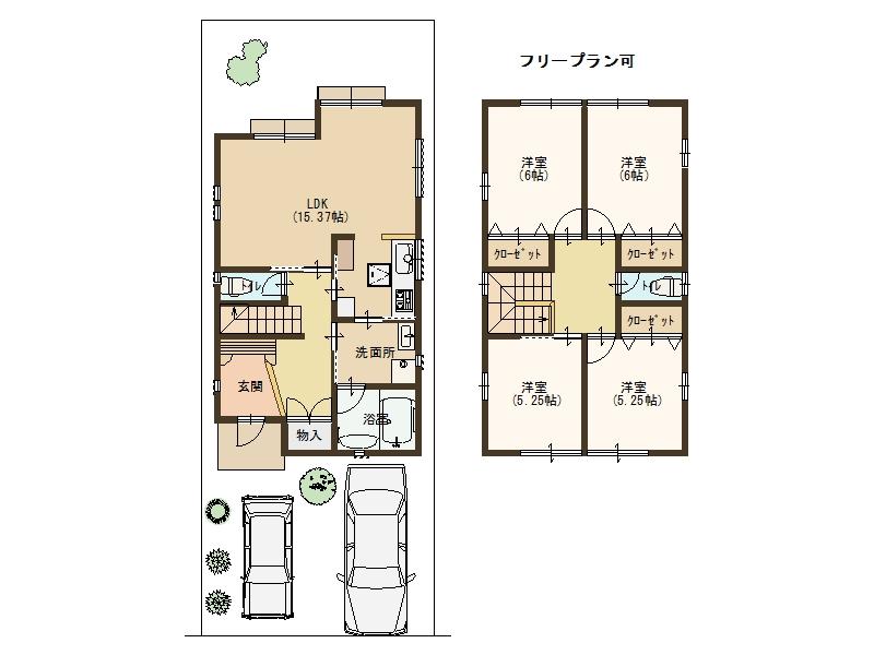 Building plan example (floor plan). Parking is 2 units can be the property!