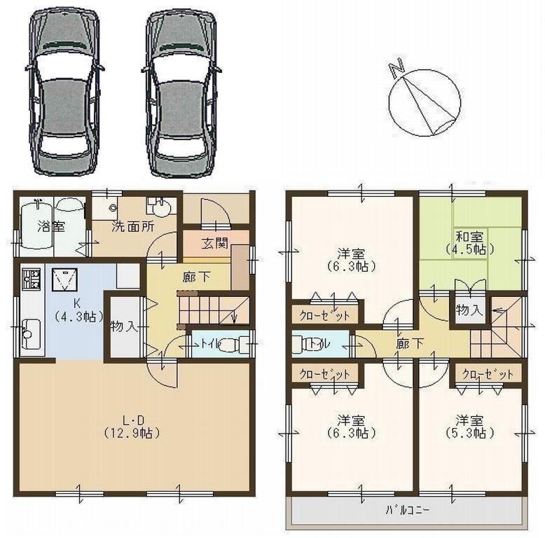 Floor plan. (No. 1 point), Price 25,800,000 yen, 4LDK, Land area 110.18 sq m , Building area 95.22 sq m