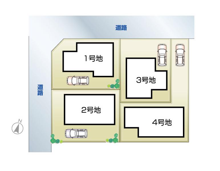 The entire compartment Figure. All four compartment! The entire surface of the road 6 ~ 8M! Corner lot!