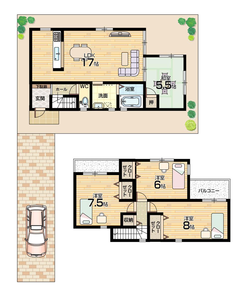Floor plan. (No. 4 locations), Price 28.8 million yen, 4LDK, Land area 106.42 sq m , Building area 94.77 sq m