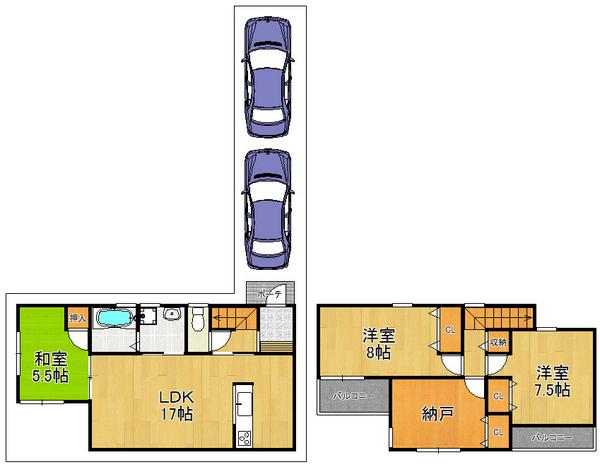 Floor plan. 28.8 million yen, 4LDK, Land area 106.42 sq m , Building area 94.77 sq m