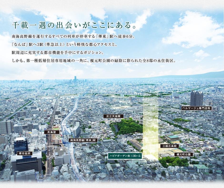 aerial photograph. 6-minute walk a flat road from the Nankai Koya Line Sakaihigashi. Detached Street Ward birth to the first kind low-rise residence dedicated a quiet residential area!