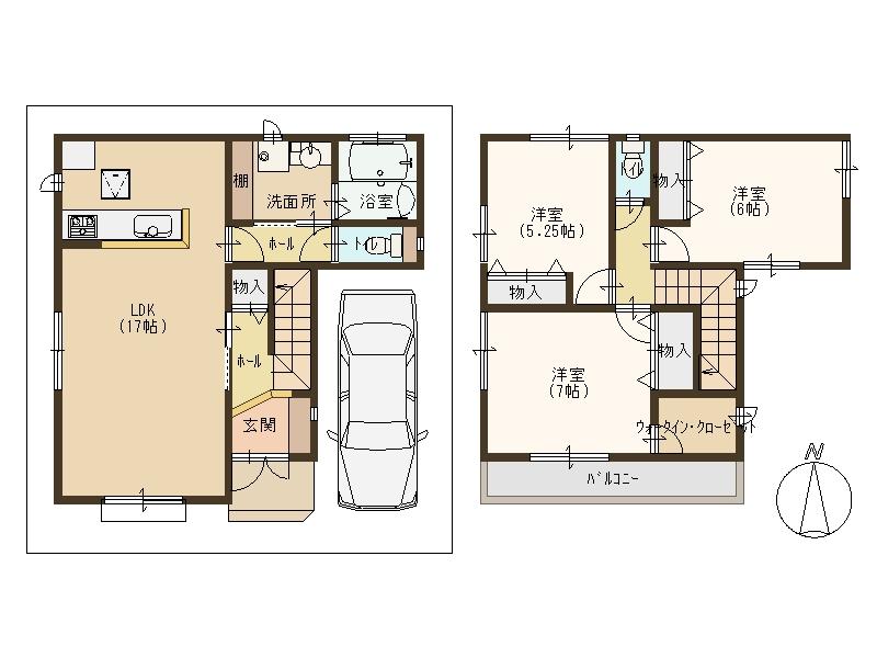Floor plan. (A No. land), Price 21,800,000 yen, 3LDK, Land area 82.91 sq m , Building area 90.25 sq m