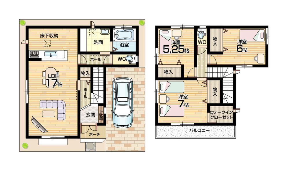 Floor plan. 21,800,000 yen, 3LDK, Land area 82.91 sq m , Building area 90.25 sq m floor plan 3LDK! Facing south!