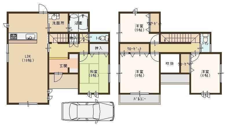 Floor plan. 29,800,000 yen, 4LDK + S (storeroom), Land area 181.5 sq m , This spacious house is taking very large building area 107.65 sq m each room and storage ☆