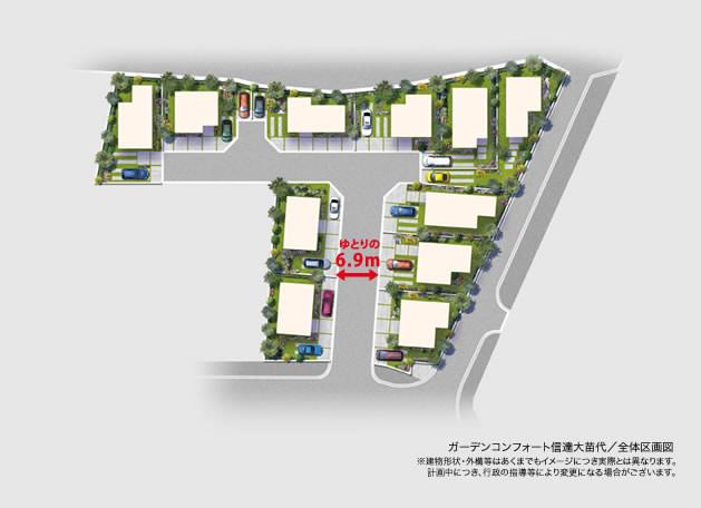 The entire compartment Figure. Life filled with a feeling of opening through which the relaxing time. 39 ~ Quiet and comfortable home is achieved by making a large site of 50 square meters. (Compartment view image illustrations)